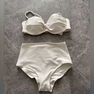 Cream Textured Bikini Set